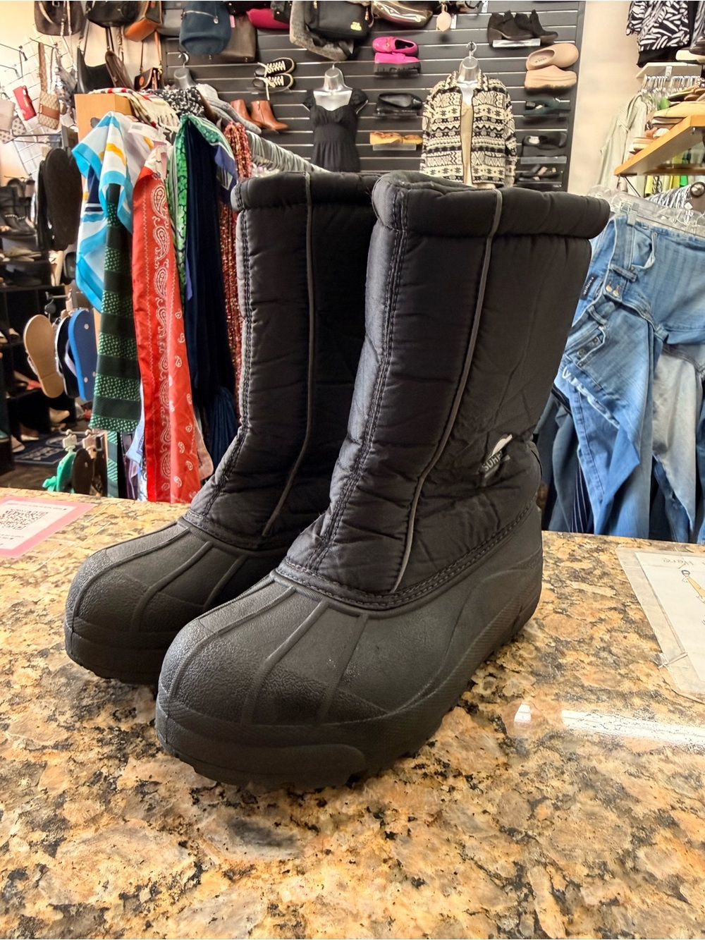Sorel Snow Command Youth Size 5 Black Insulated Winter Snow Boots
